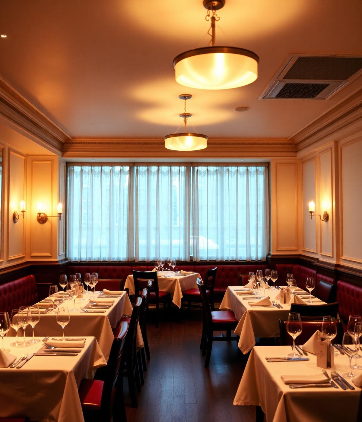 The warm, elegant interior of Visit & Taste restaurant